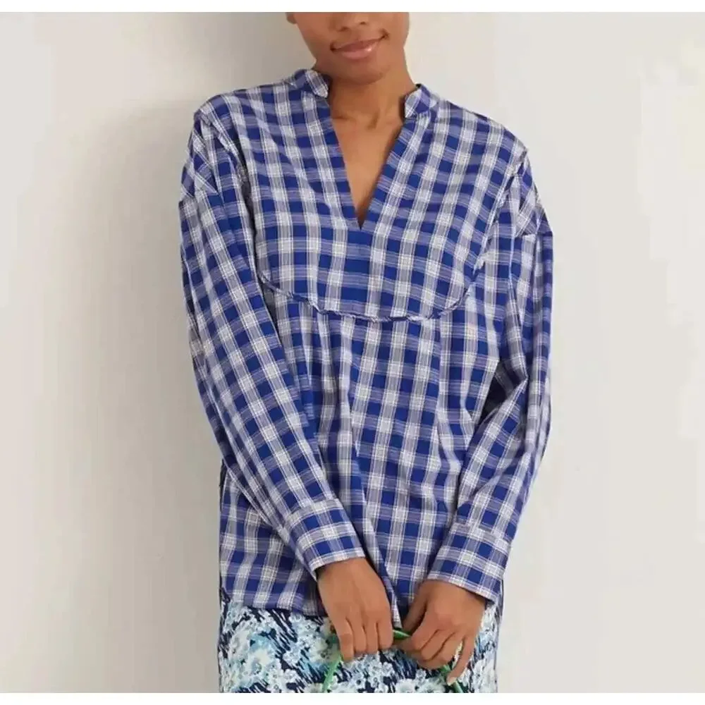 Rachel Comey Cala Top Blue Plaid Size 2 NWT - Picture 2 of 13